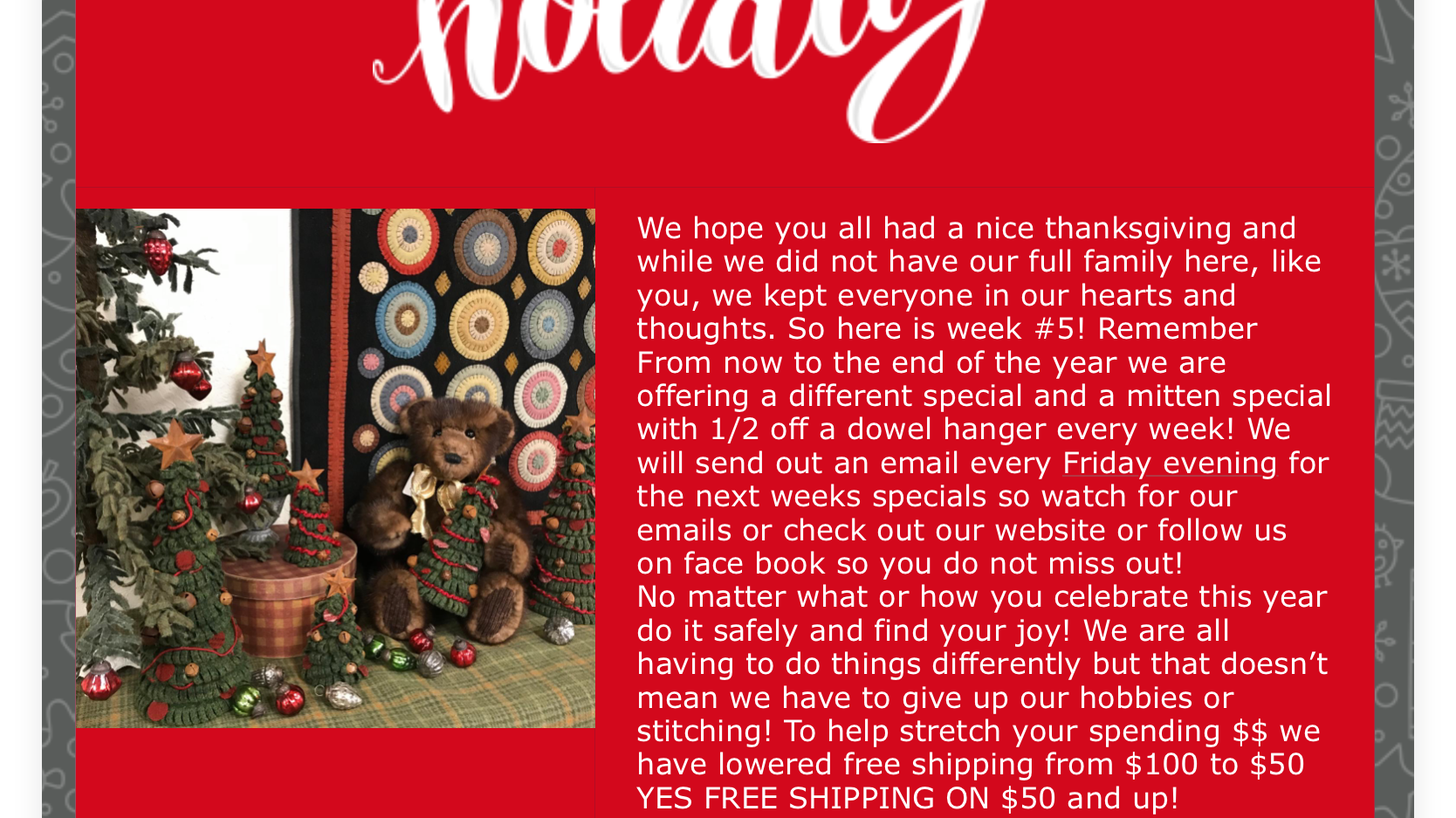 Week #5 of our Holiday Count Down!