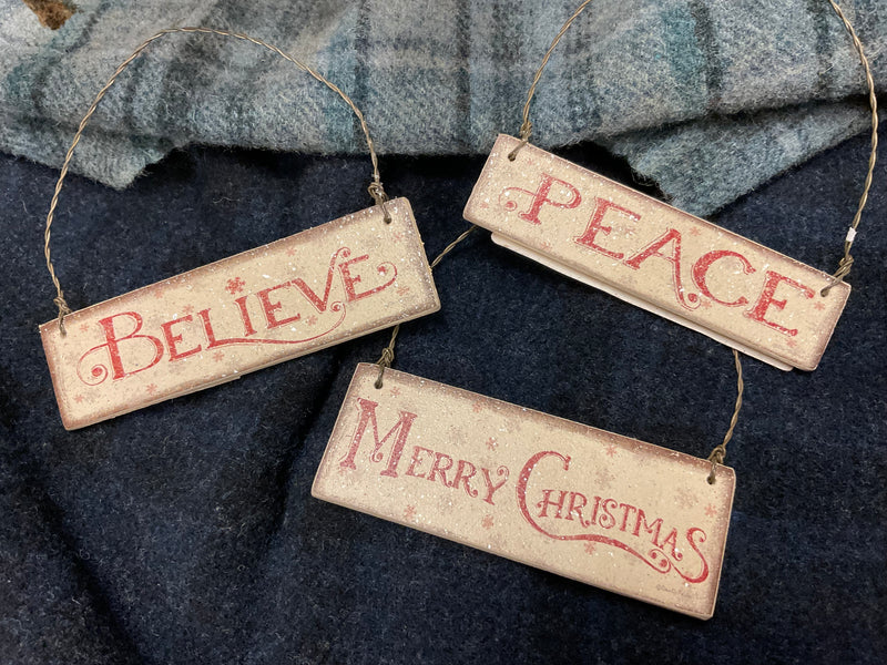 Wooden Glittery Holiday  Signs
