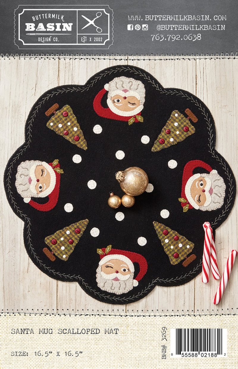A Santa Mug Christmas Scalloped Mat