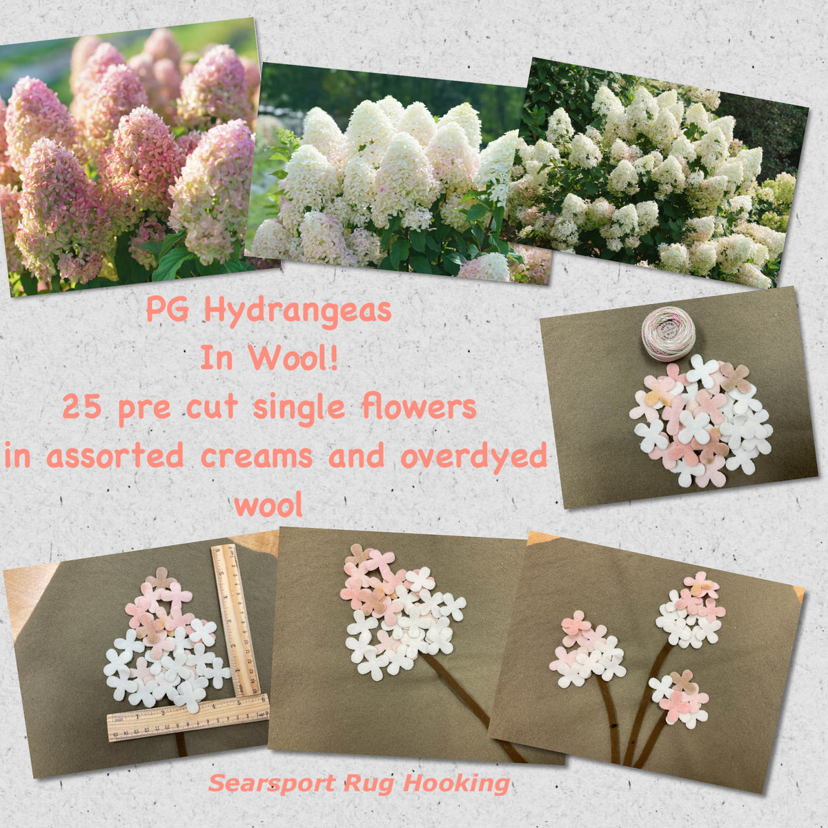 Pre cut PG Hydrangeas – Searsport Rug Hooking