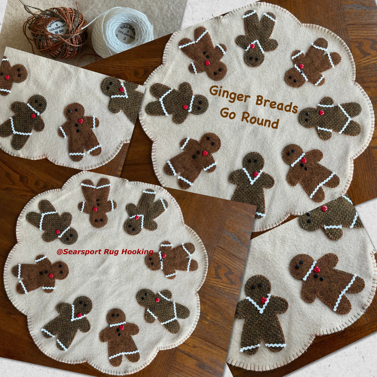 Round Gingerbread Rug Gingerbread in the Round – Searsport Rug Hooking