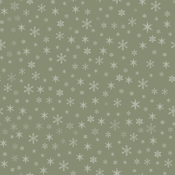 Green Snowflakes Cotton