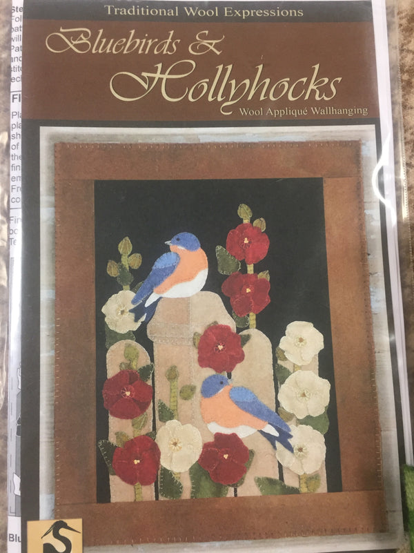 Bluebirds and Hollyhocks