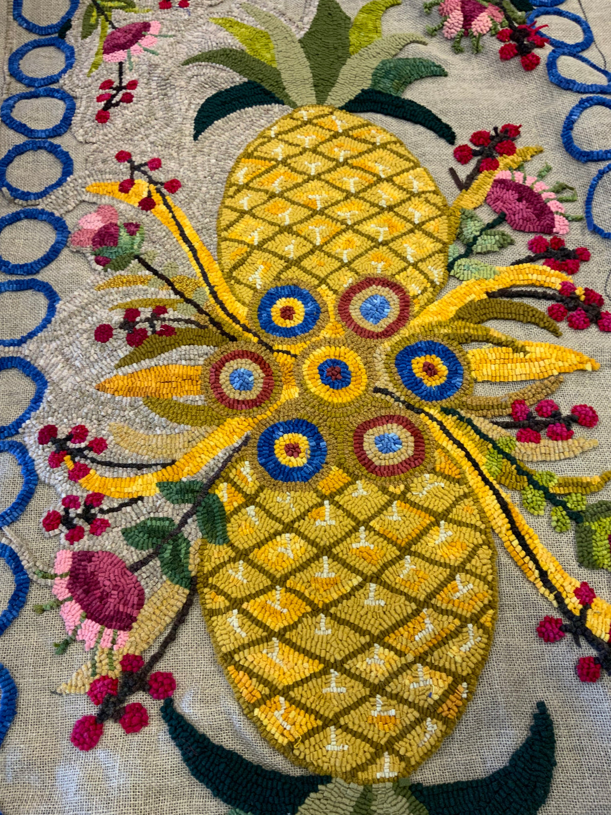 Pineapple Rug Wool Pineapple and Pennies – Searsport Rug Hooking