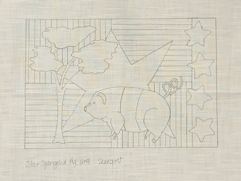 SRH Punch Needle Pattern Star Spangled Pig 6x9