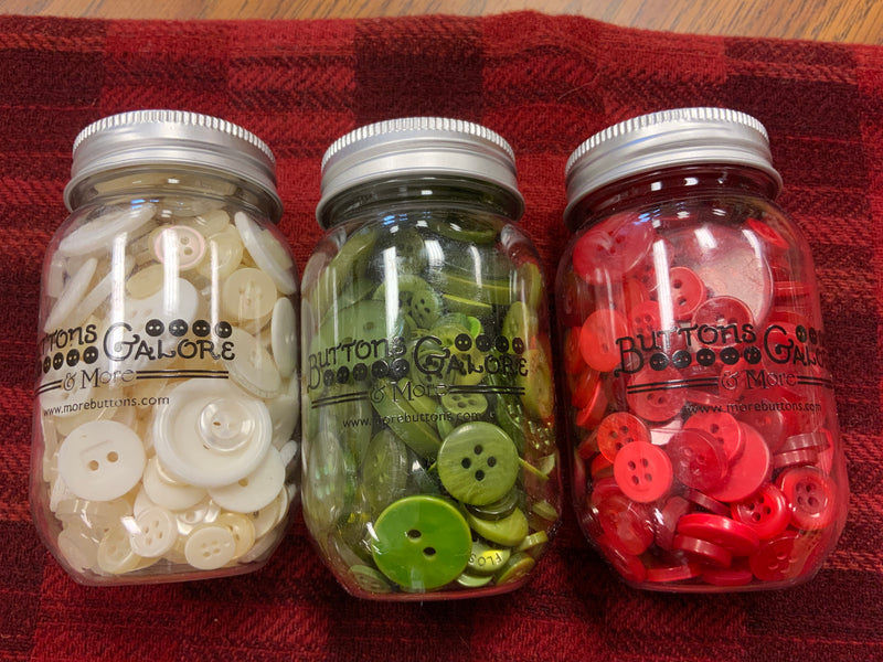 Set of 3 Jars of Holiday Buttons